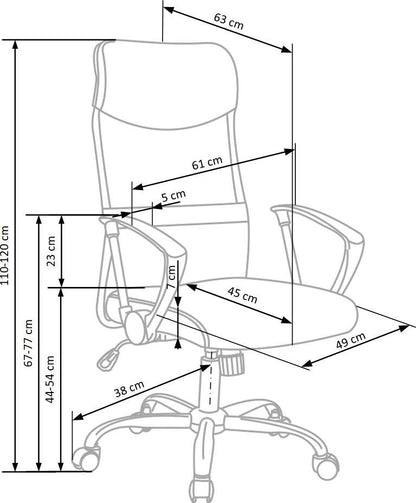 Office Chair Vire | size: Width: 61cm, Height: 120cm, Depth: 63cm | color: Black | image: 3 | variant: 1005192