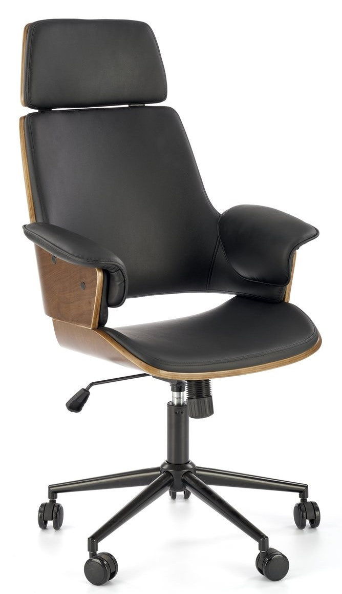 Office Chair Weber | size: Width: 65cm, Height: 112cm, Depth: 65cm | color: Black/Walnut | image: 1 | variant: 1014098