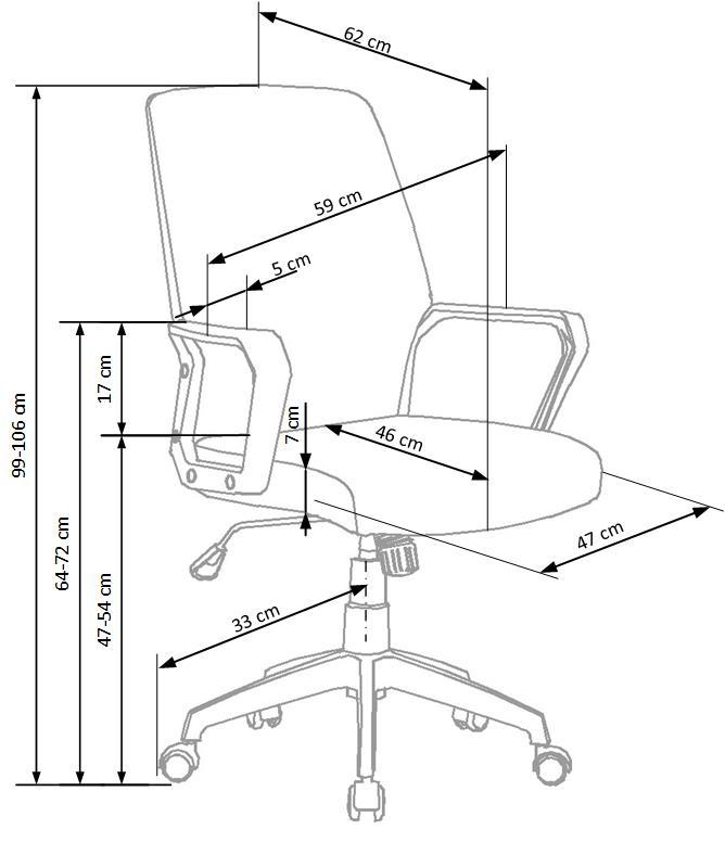 Office Chair West Grantown | size: Width: 59cm, Height: 106cm, Depth: 62cm | color: Gray | image: 9 | variant: 1007107