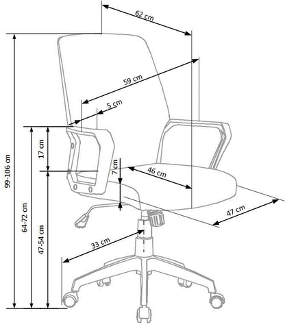 Office Chair West Grantown | size: Width: 59cm, Height: 106cm, Depth: 62cm | color: Gray | image: 9 | variant: 1007107