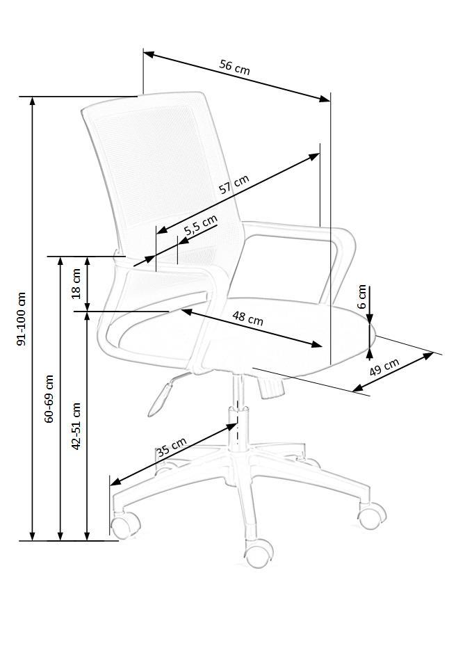 Office Chair West Jekabpils | size: Width: 57cm, Height: 100cm, Depth: 56cm | color: Black/Grey | image: 8 | variant: 1007569