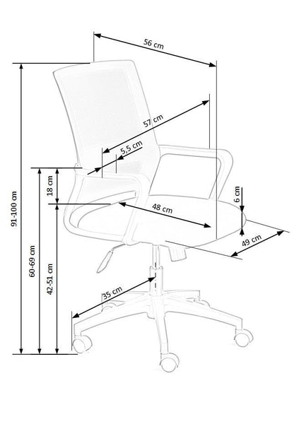 Office Chair West Jekabpils | size: Width: 57cm, Height: 100cm, Depth: 56cm | color: Black/Grey | image: 8 | variant: 1007569