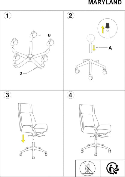 Office Chair West Limoges | size: Width: 57cm, Height: 110-119cm, Depth: 49cm | color: Black | image: 3 | variant: 1007737