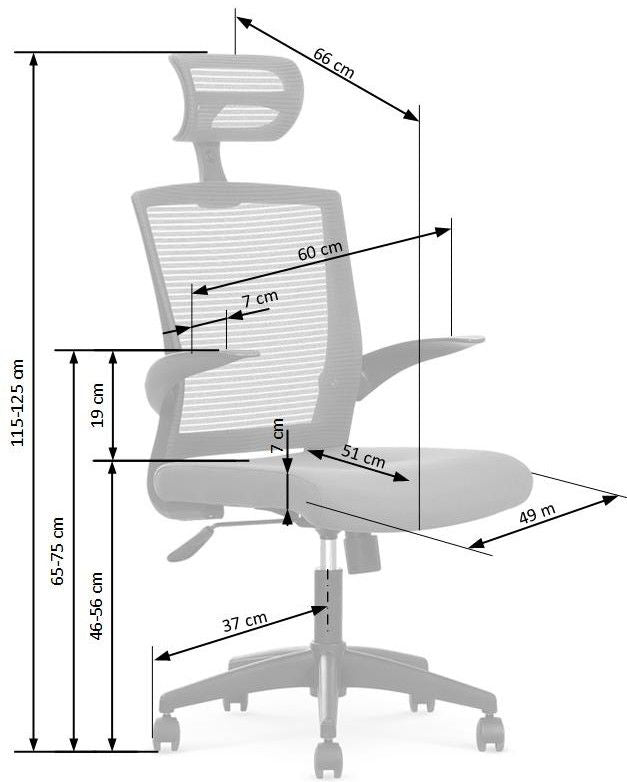Office Chair West Peebles | size: Width: 64cm, Height: 125cm, Depth: 62cm | color: Black | image: 2 | variant: 1007109