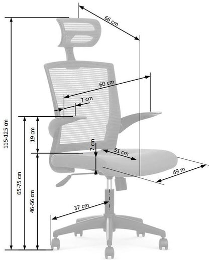 Office Chair West Peebles | size: Width: 64cm, Height: 125cm, Depth: 62cm | color: Black | image: 2 | variant: 1007109