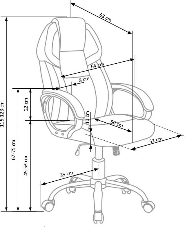 Office Chair West St Albans | size: Width: 64cm, Height: 123cm, Depth: 68cm | color: Black | image: 6 | variant: 1007070