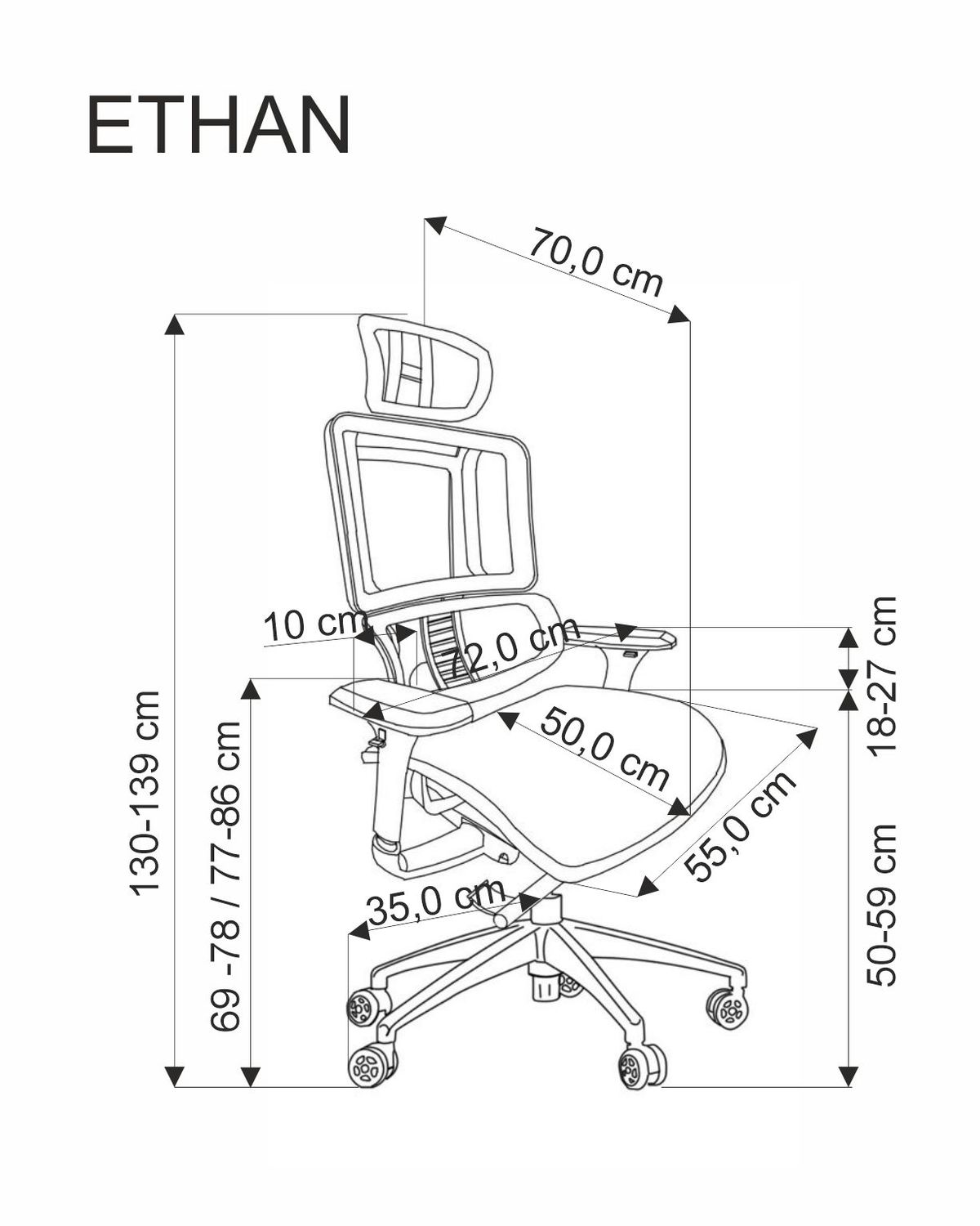 Office Chair West Valmiera | size: Width: 72cm, Height: 139cm, Depth: 70cm | color: Gray | image: 2 | variant: 1007566