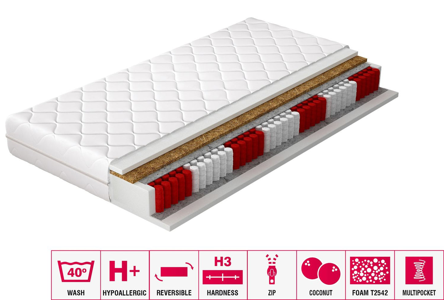 Pocket Spring Mattress Amore | size: Length: 200cm, Width: 80cm | image: 2 | variant: 1013661