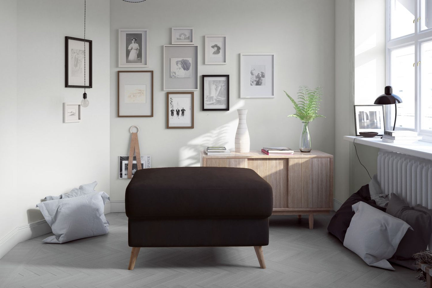 Pouf Asgard | size: Width: 73cm, Height: 73cm, Depth: 48cm | color: Monolith | image: 1 | variant: 1005742