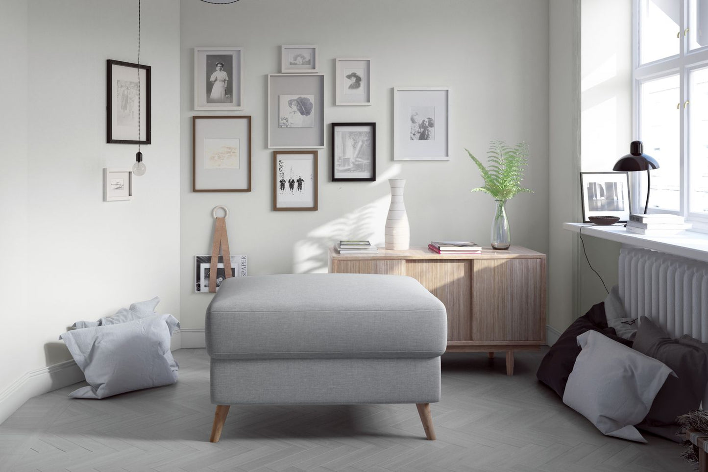 Pouf Asgard | size: Width: 73cm, Height: 73cm, Depth: 48cm | color: Sawana | image: 1 | variant: 1005747