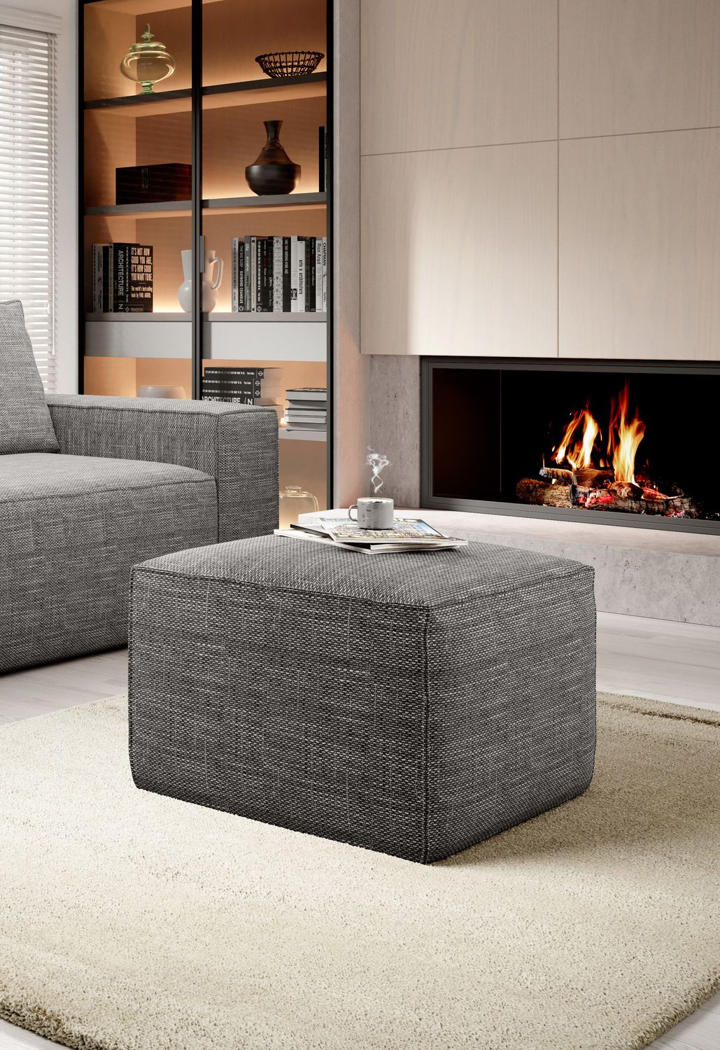 Pouf East Chertsey | size: Width: 88cm, Height: 51cm, Depth: 68cm | color: Marte | image: 1 | variant: 1010531