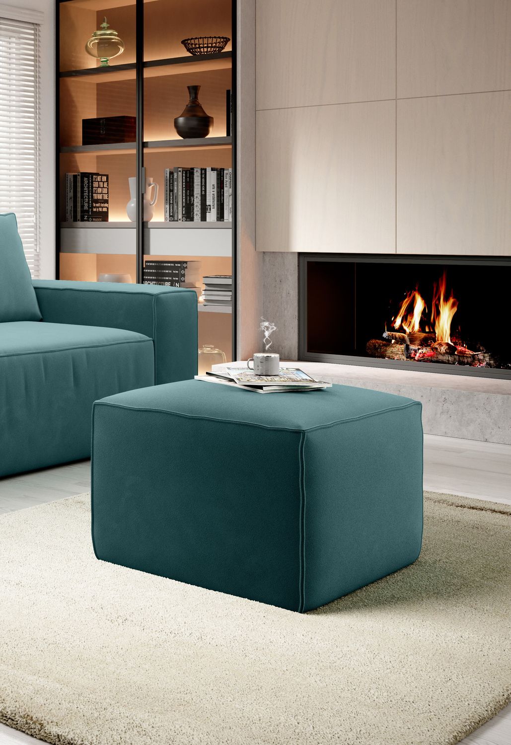 Pouf East Chertsey | size: Width: 88cm, Height: 51cm, Depth: 68cm | color: Velvetmat | image: 1 | variant: 1010543