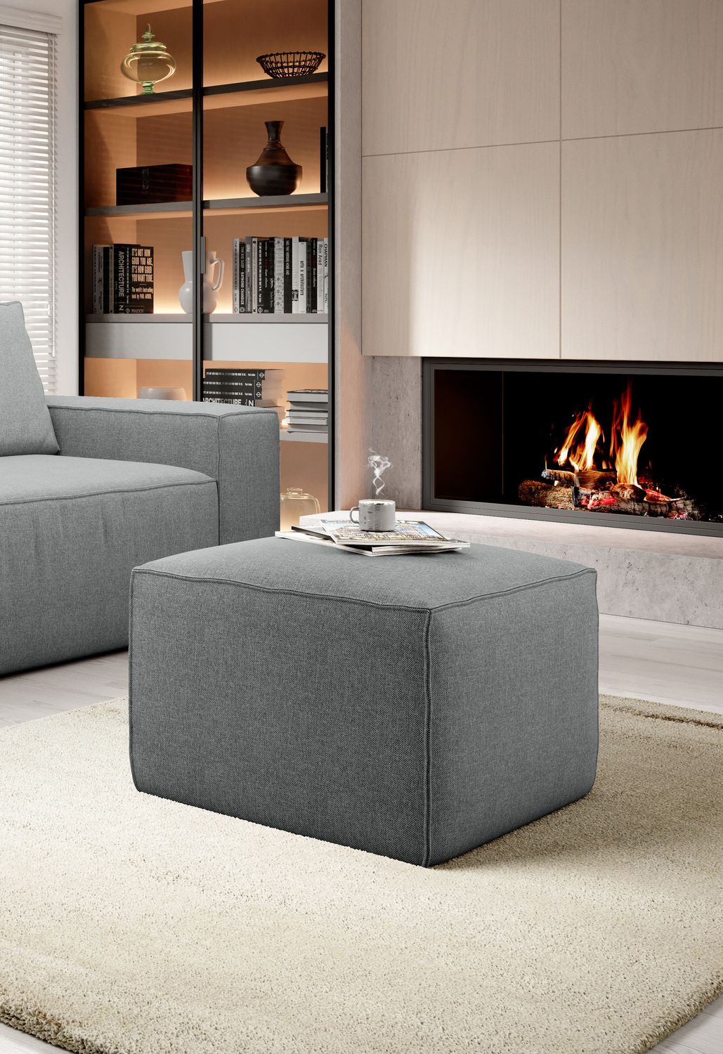 Pouf East Chertsey | size: Width: 88cm, Height: 51cm, Depth: 68cm | color: Vero | image: 1 | variant: 1010516