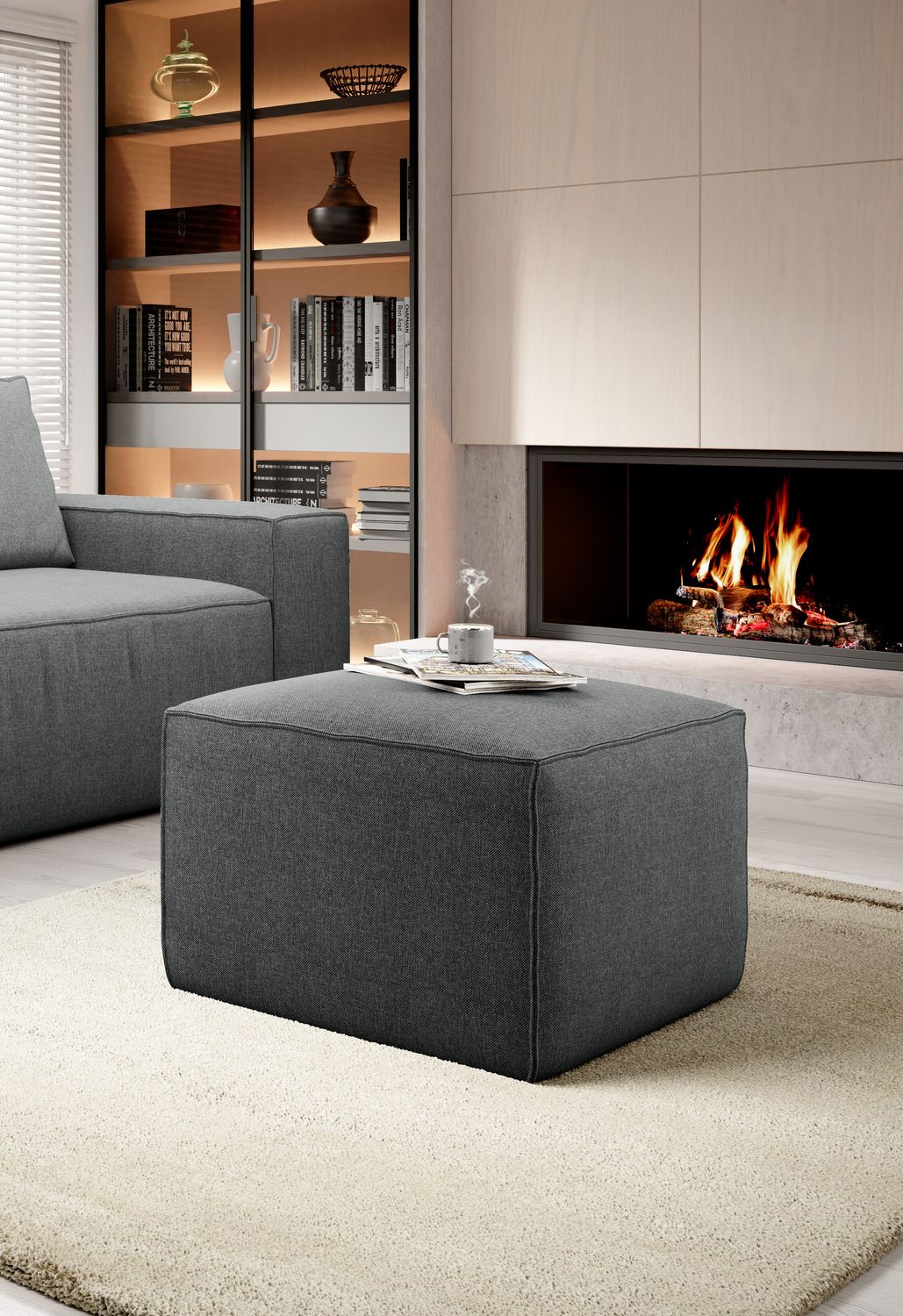 Pouf East Chertsey | size: Width: 88cm, Height: 51cm, Depth: 68cm | color: Vero | image: 1 | variant: 1010518