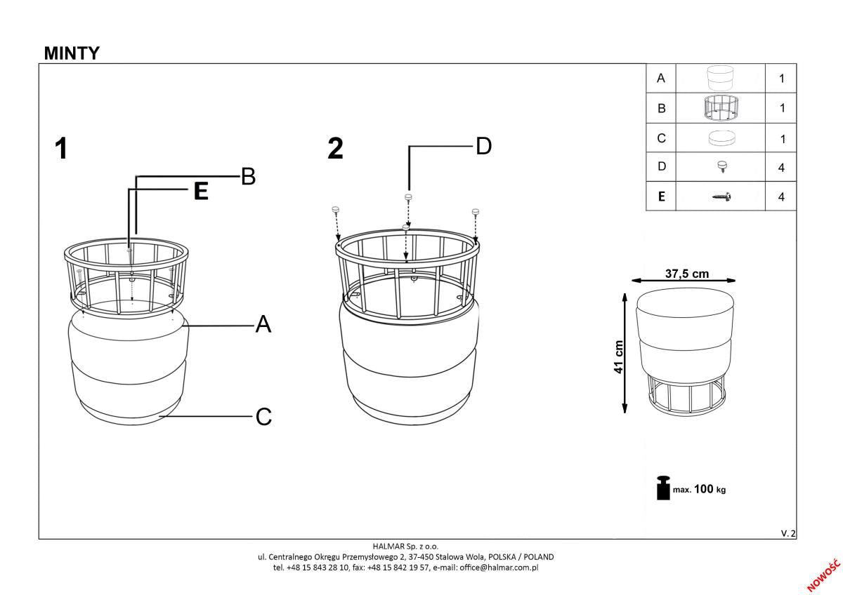 Pouf Minty | size: Width: 37cm, Height: 41cm, Depth: 37cm, Diameter: 37cm | color: Gray | image: 3 | variant: 1006074