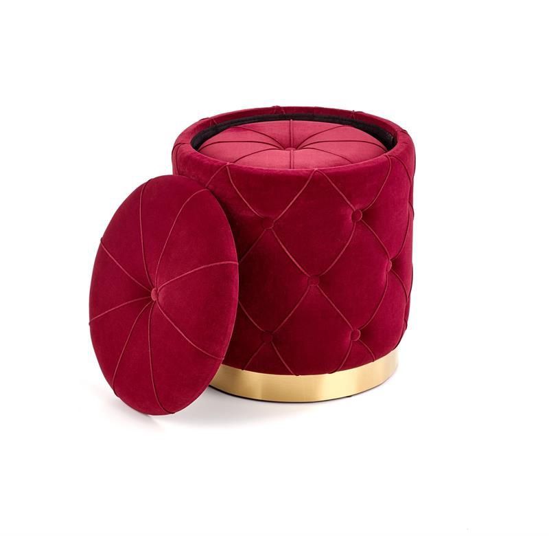 Pouf Polly | size: Width: 33cm, Height: 38cm, Depth: 33cm, Diameter: 33-40cm | color: Bordeaux | image: 2 | variant: 1006082