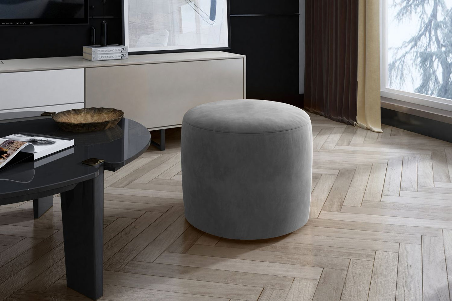 Pouf West Framlingham 1 | size: Width: 40cm, Height: 43cm | color: Gray | image: 1 | variant: 1010376