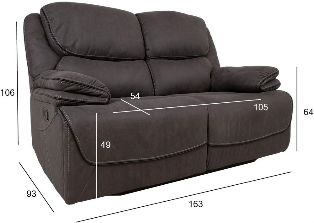Recliner Gordy 1 | size: Length: 93cm, Height: 106cm, Depth: 163cm | color: Gray | image: 3 | variant: 1017635