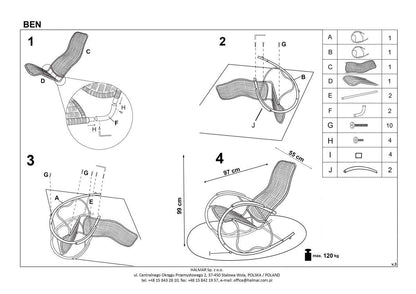 Rocking Chair Ben | size: Length: 97cm, Width: 55cm, Height: 99cm, Depth: 97cm | color: Brown | image: 2 | variant: 1011616