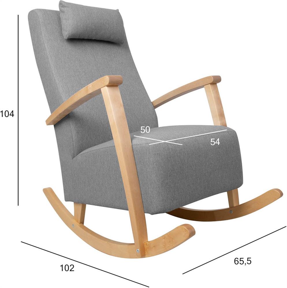 Rocking Chair Ross | size: Width: 65.5cm, Height: 104cm, Depth: 102cm | color: Gray | image: 7 | variant: 1001387