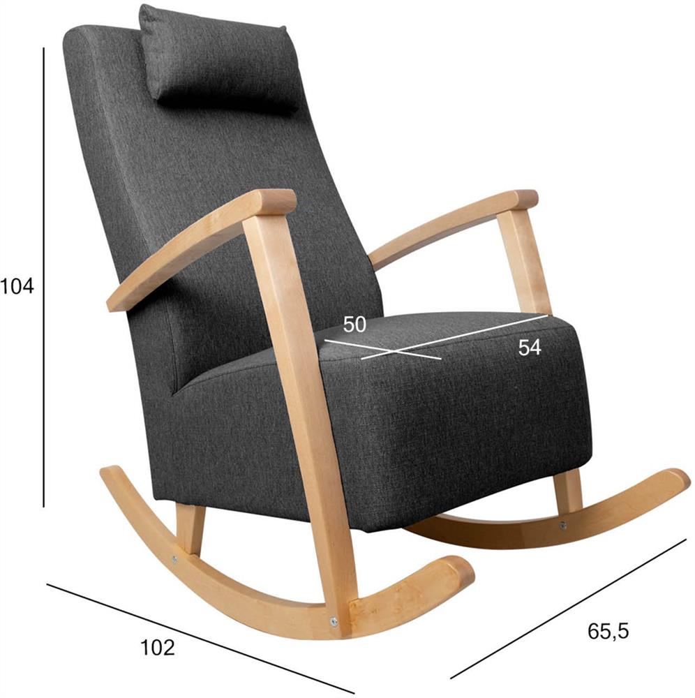 Rocking Chair Ross | size: Width: 65.5cm, Height: 104cm, Depth: 102cm | color: Gray | image: 7 | variant: 1001390