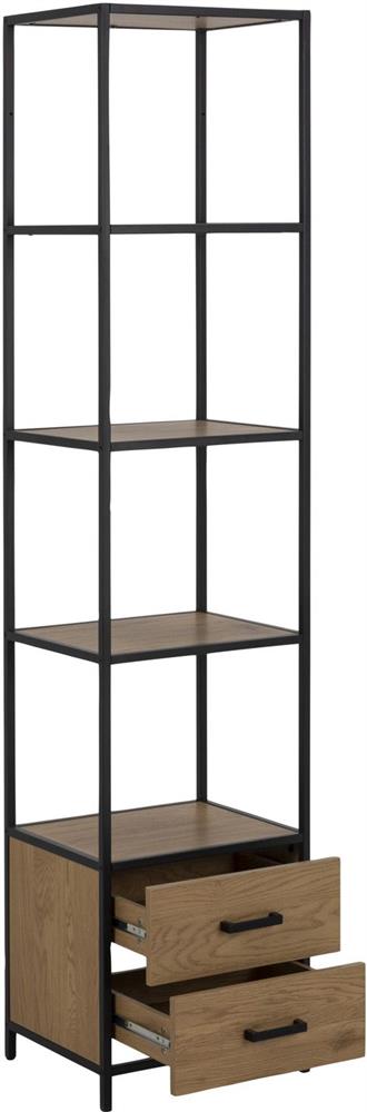 Shelf Aberystwyth | size: Width: 42cm, Height: 185cm, Depth: 35cm | color: Black/Oak | image: 3 | variant: 1006089
