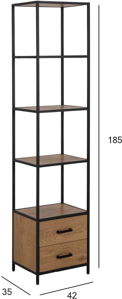 Shelf Aberystwyth | size: Width: 42cm, Height: 185cm, Depth: 35cm | color: Black/Oak | image: 8 | variant: 1006089