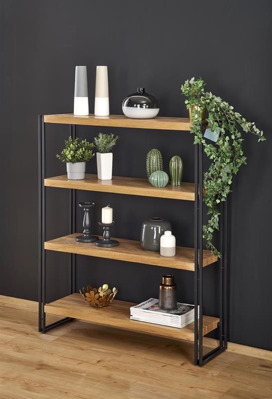 Shelf Bolivar | size: Width: 100cm, Height: 110cm, Depth: 30cm | color: Black/Oak | image: 2 | variant: 1010869
