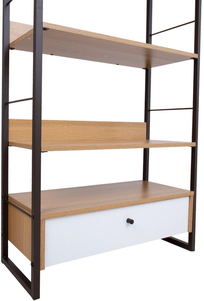 Shelf East Folkestone | size: Width: 70cm, Height: 124.5cm, Depth: 30cm | color: Black/Oak | image: 2 | variant: 1006102