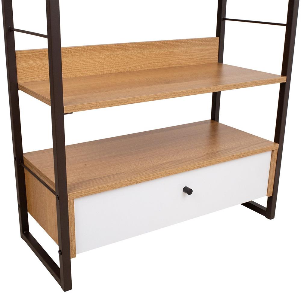 Shelf East Folkestone | size: Width: 70cm, Height: 124.5cm, Depth: 30cm | color: Black/Oak | image: 3 | variant: 1006102