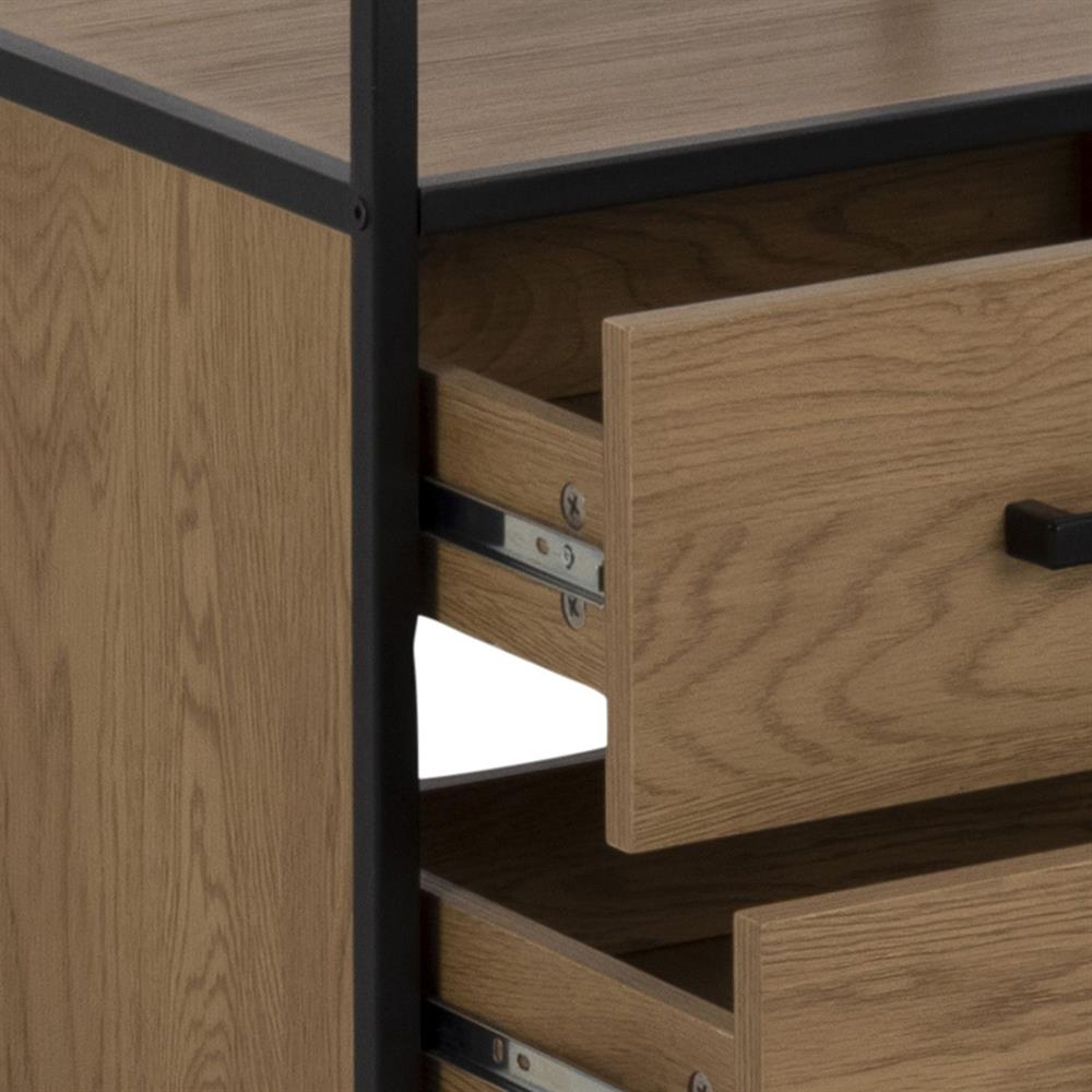 Shelf Seaford 18 | size: Width: 42cm, Height: 185cm, Depth: 35cm | color: Black/Oak | image: 4 | variant: 1016958