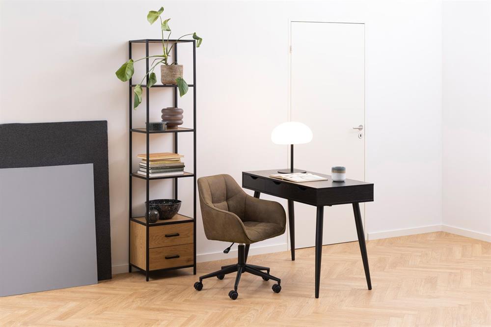 Shelf Seaford 18 | size: Width: 42cm, Height: 185cm, Depth: 35cm | color: Black/Oak | image: 9 | variant: 1016958