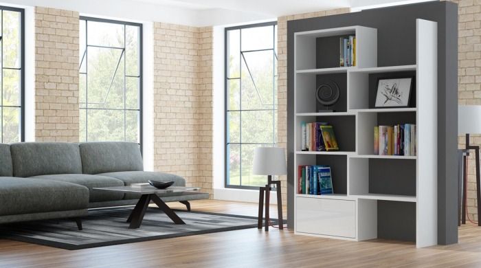 Shelf West Esher | size: Width: 130cm, Height: 187.5cm, Depth: 29cm | color: White | image: 2 | variant: 1007234