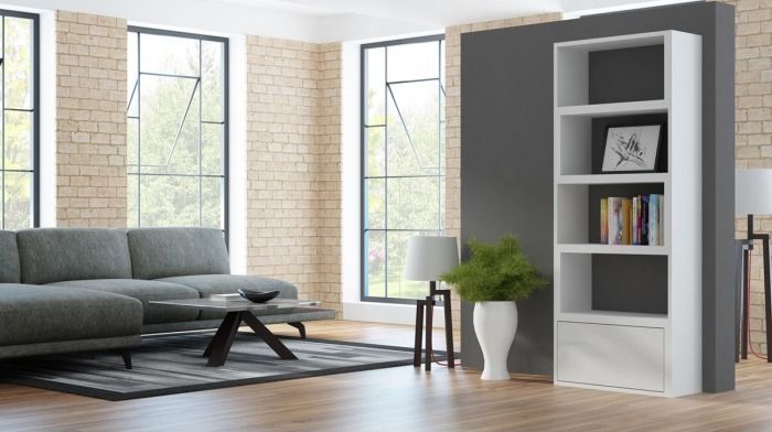 Shelf West Esher | size: Width: 130cm, Height: 187.5cm, Depth: 29cm | color: White | image: 4 | variant: 1007234