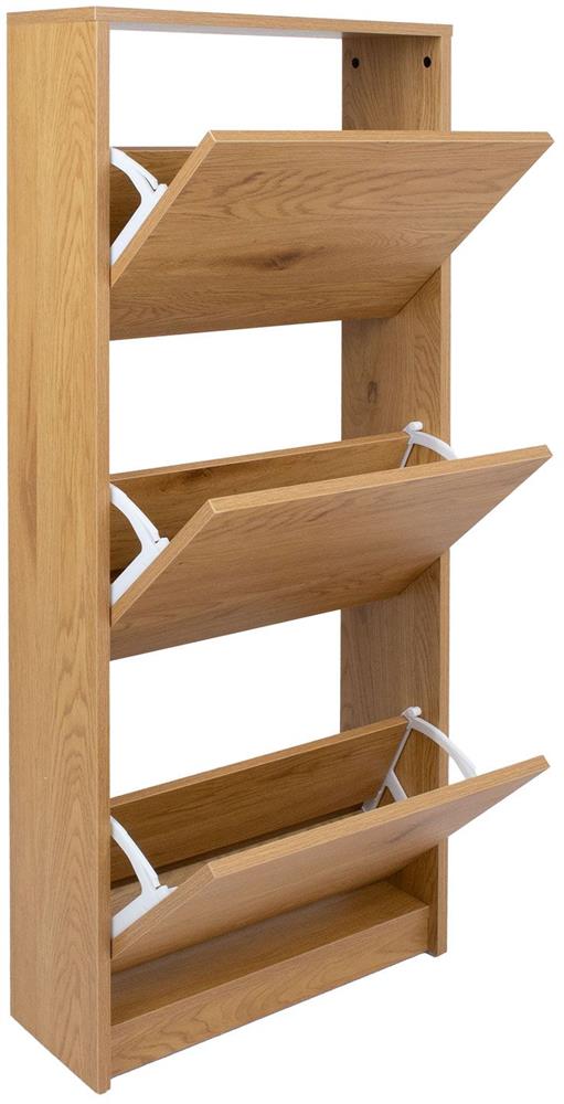 Shoe Cabinet Aalborg 1 | size: Length: 18cm, Width: 49cm, Height: 122cm | color: Oak | image: 3 | variant: 1016713