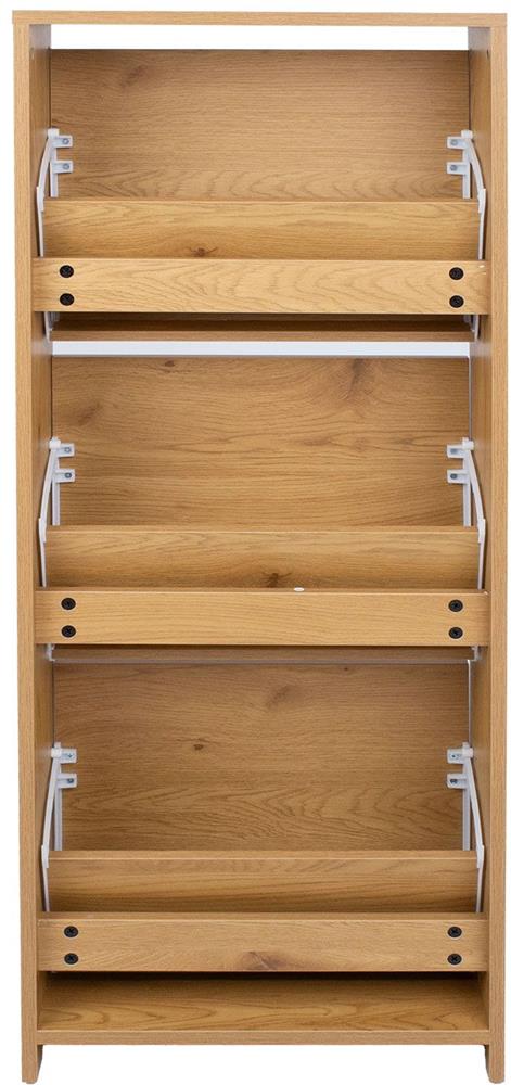 Shoe Cabinet Aalborg 1 | size: Length: 18cm, Width: 49cm, Height: 122cm | color: Oak | image: 4 | variant: 1016713
