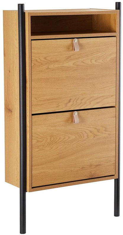 Shoe Cabinet Aalborg 5 | size: Length: 26cm, Width: 55.6cm, Height: 91.5cm | color: Oak | image: 1 | variant: 1016717