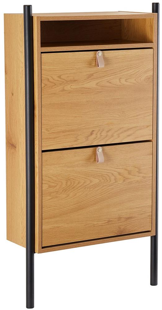 Shoe Cabinet Aalborg 5 | size: Length: 26cm, Width: 55.6cm, Height: 91.5cm | color: Oak | image: 1 | variant: 1016717