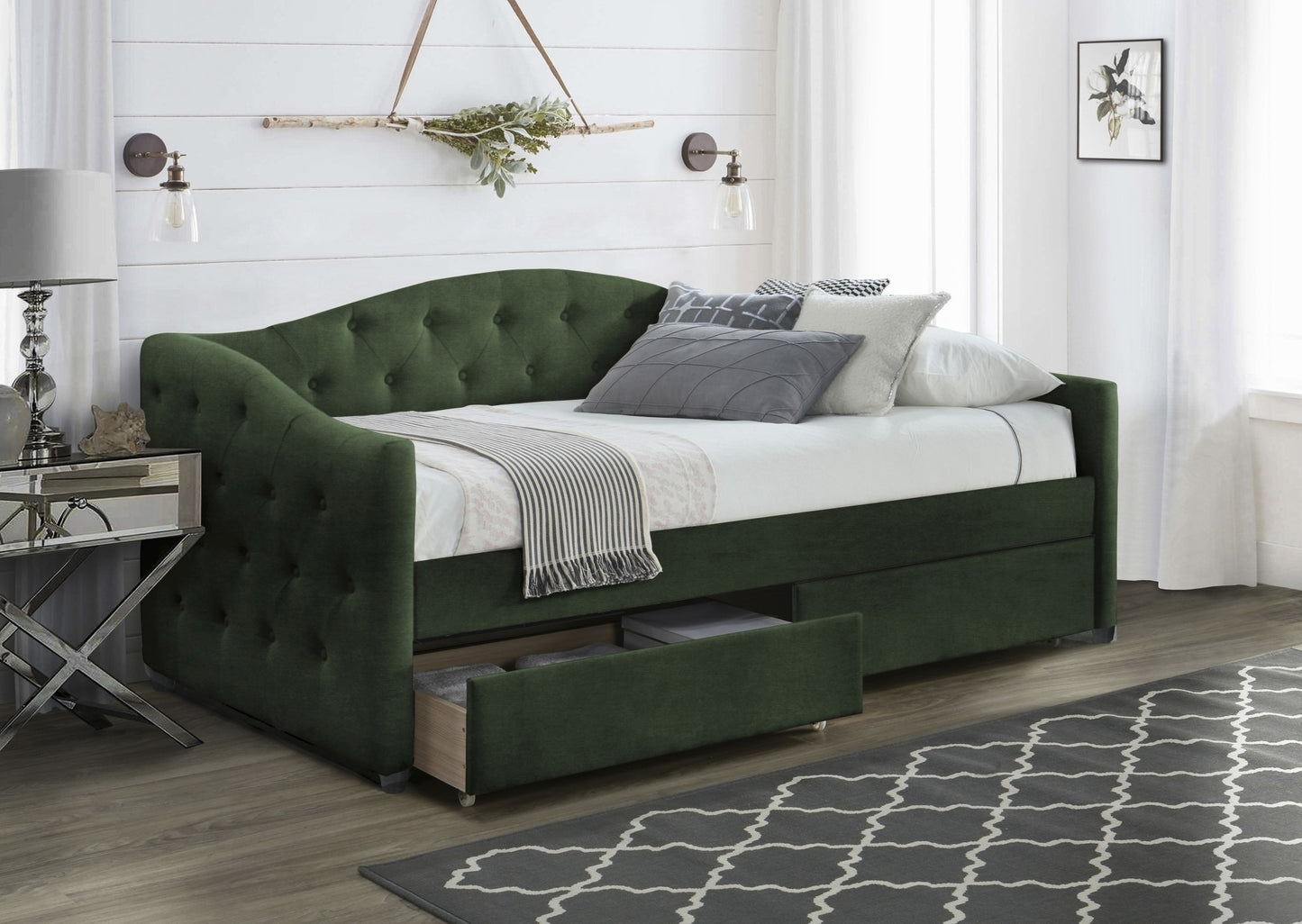 Single Bed Aloha | size: Length: 221cm, Width: 98cm, Height: 93cm | color: Green | image: 1 | variant: 1010209