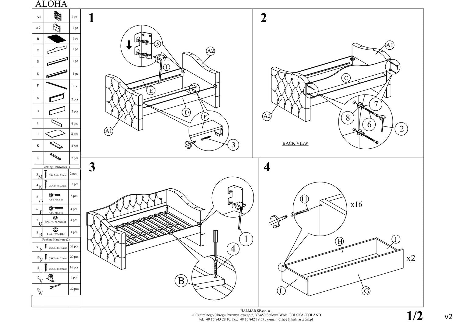Single Bed Aloha | size: Length: 221cm, Width: 98cm, Height: 93cm | color: Green | image: 2 | variant: 1010209