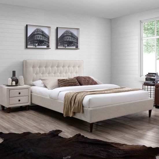 Single Bed Beverley | size: Length: 219cm, Width: 96.5cm, Height: 105cm | color: Beige | image: 1 | variant: 1005011