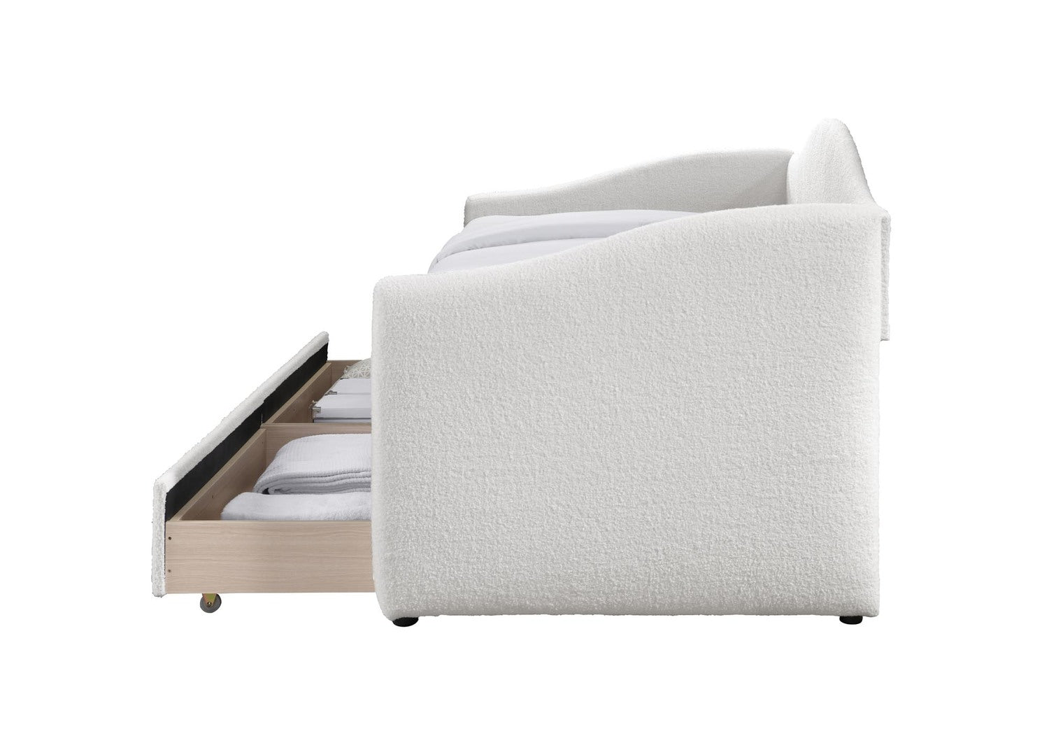 Single Bed Caydence | size: Length: 216cm, Width: 99cm, Height: 94cm | color: Beige | image: 2 | variant: 1018071