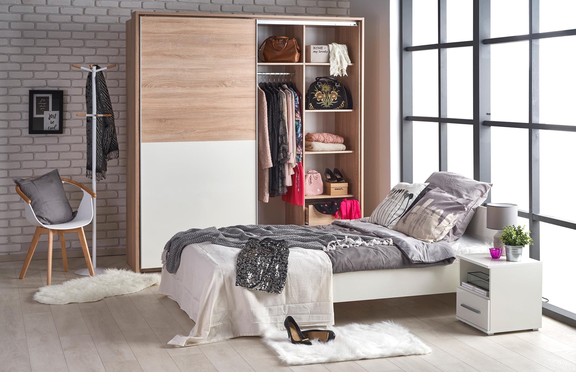 Single Bed Copenhagen | size: Length: 205cm, Width: 95cm, Height: 70cm | color: White | image: 2 | variant: 1003409