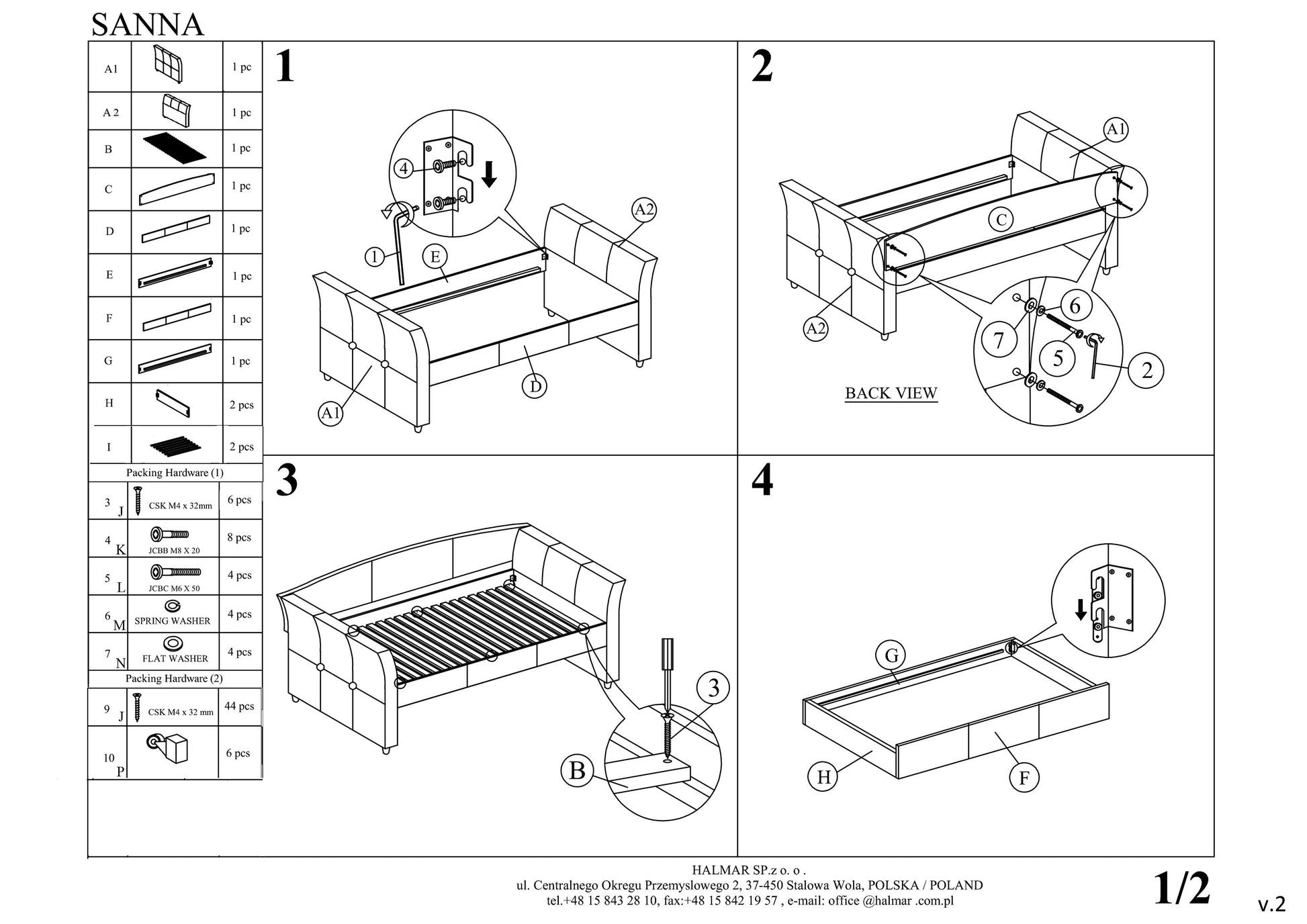 Single Bed East Aspen | size: Length: 221cm, Width: 97cm, Height: 80cm | color: Gray | image: 3 | variant: 1006686