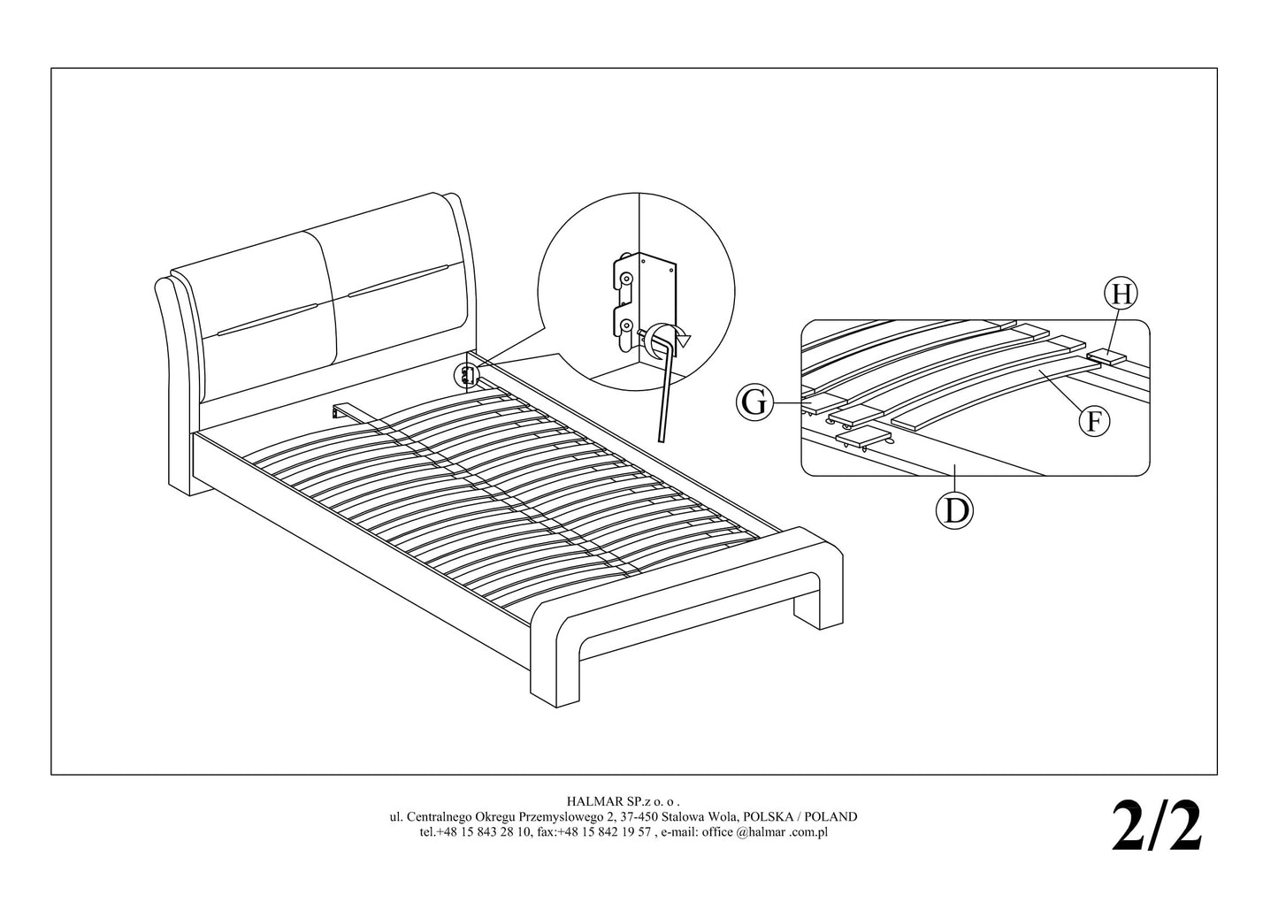 Single Bed East Baku | size: Length: 231cm, Width: 132cm, Height: 91cm | color: White/Black | image: 4 | variant: 1006674