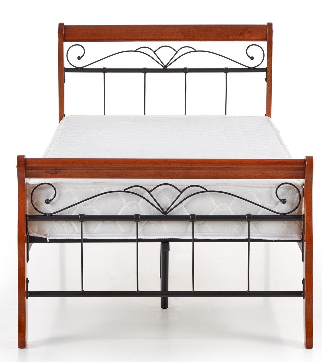 Single Bed East Benevento | size: Length: 204cm, Width: 93cm, Height: 91cm | color: Black/cherry wood | image: 3 | variant: 1006667