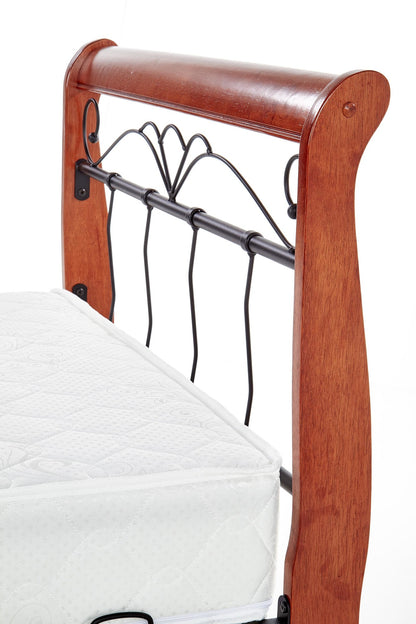 Single Bed East Benevento | size: Length: 204cm, Width: 93cm, Height: 91cm | color: Black/cherry wood | image: 6 | variant: 1006667