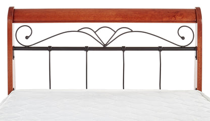 Single Bed East Benevento | size: Length: 204cm, Width: 93cm, Height: 91cm | color: Black/cherry wood | image: 7 | variant: 1006667
