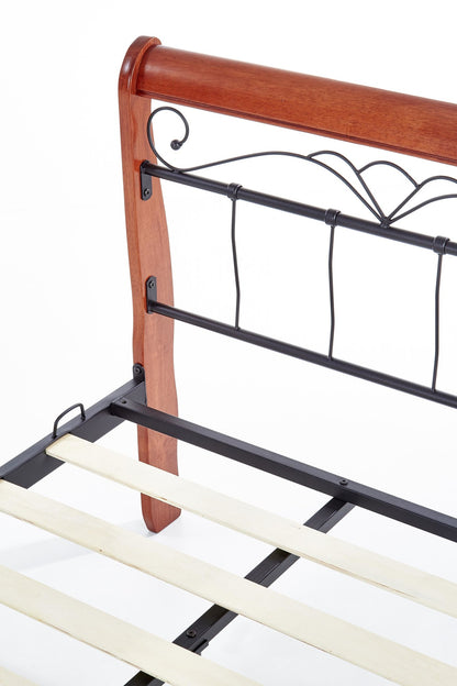 Single Bed East Benevento | size: Length: 204cm, Width: 93cm, Height: 91cm | color: Black/cherry wood | image: 8 | variant: 1006667