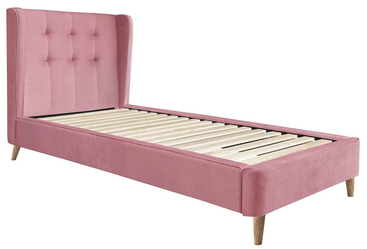 Single Bed Estella | size: Length: 219cm, Width: 102cm, Height: 113cm | color: Pink | image: 0 | variant: 1010213